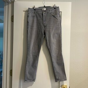 AGOLDE straight leg gray wash jeans.